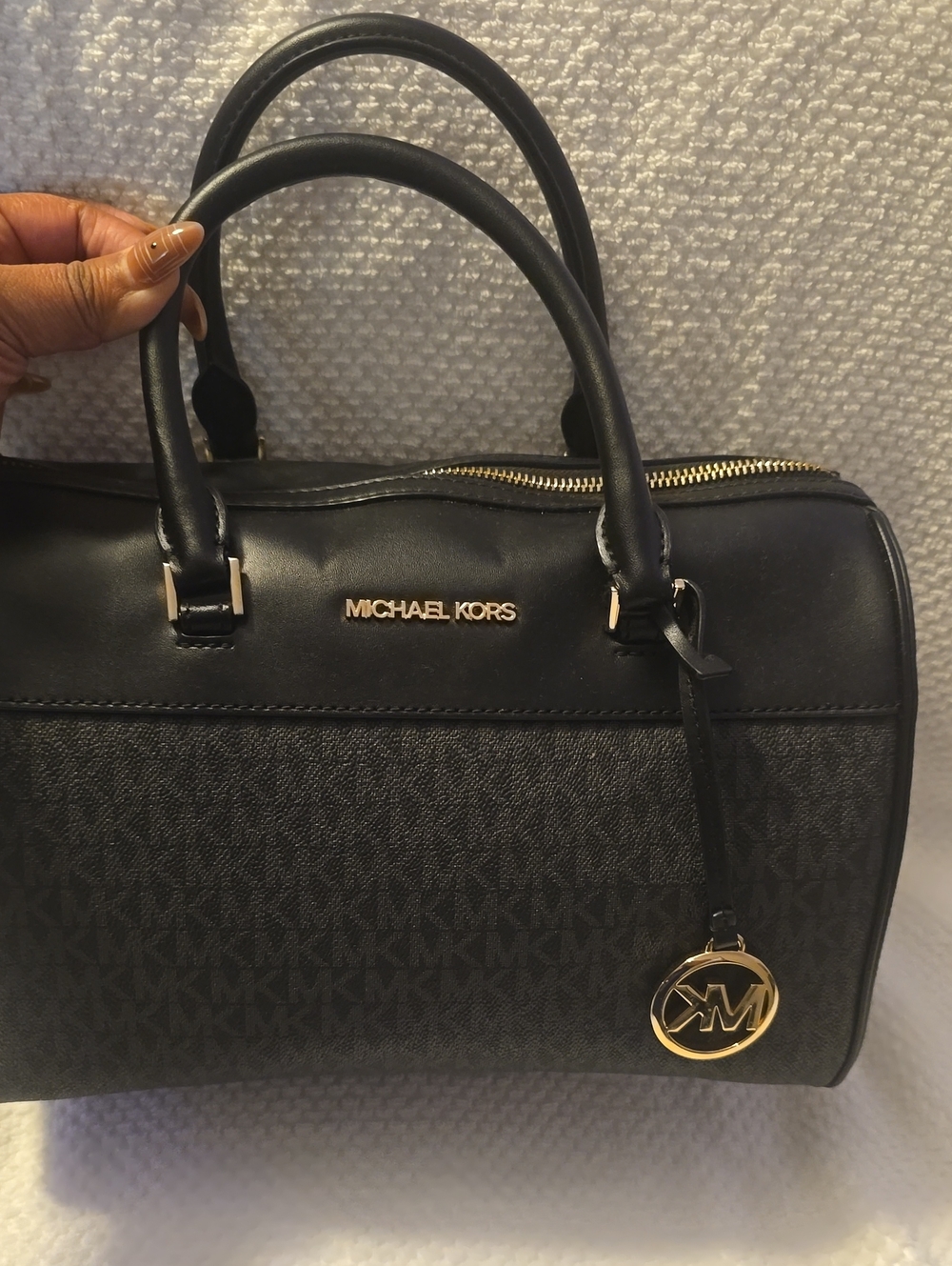 Michael Kors Black and Gold Logo Satchel